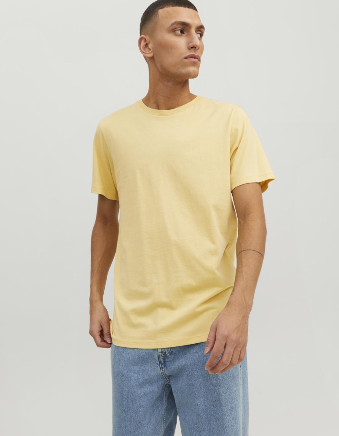 Erkek Bisiklet Yaka Basic Tişört - Organic Sarı