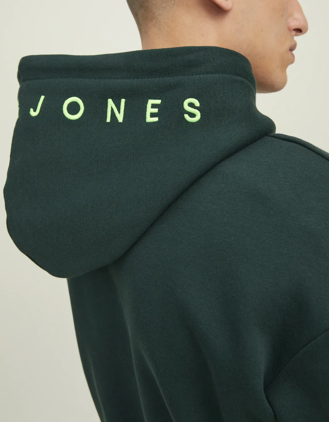 Kapüşonlu Logo Baskılı Sweatshirt Star Yeşil Pine Grove Jack Jones