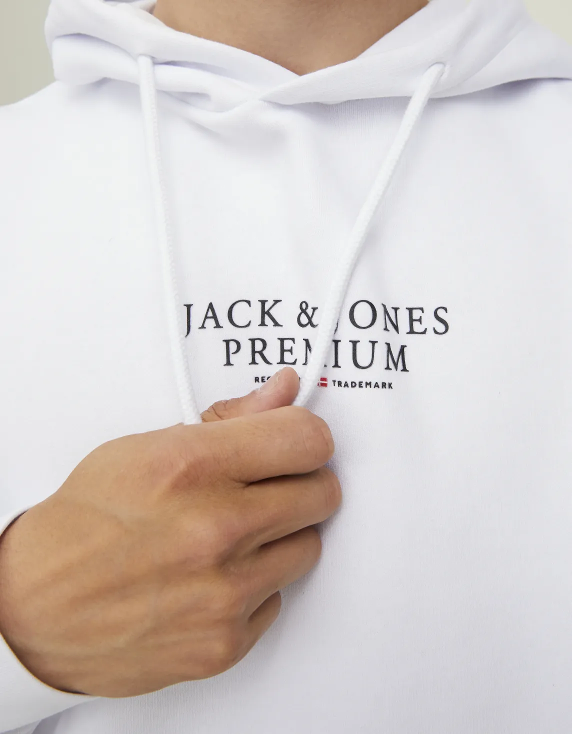 Erkek Kapüşonlu Premium Baskılı Sweatshirt - Bluarchie Beyaz