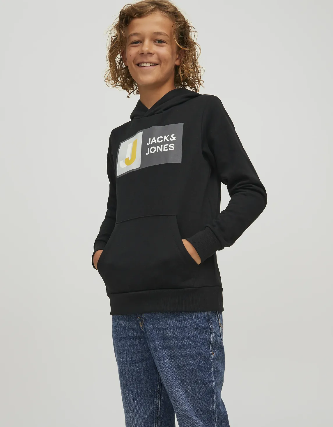 Çocuk Kapüşonlu Logo Baskılı Sweatshirt - Logan Siyah