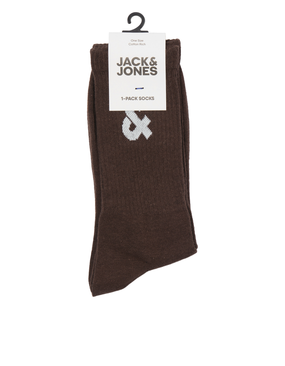 Logolu Tekli Çorap - Basic Kahverengi