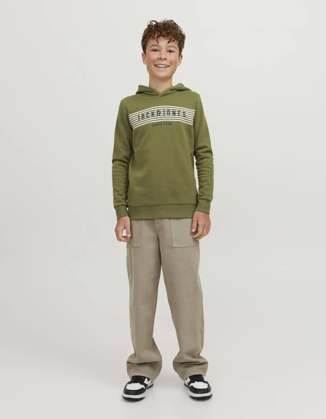 Çocuk Logo Baskılı Kapüşonlu Sweatshirt - Planet Yeşil