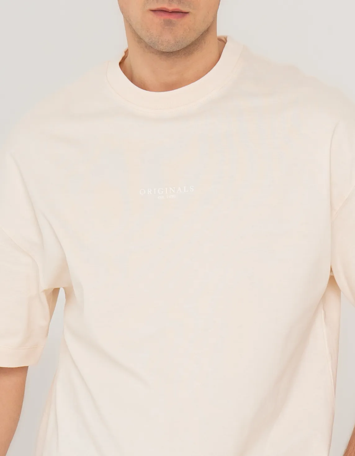 Erkek Göğüs Logo Baskılı Tişört - Santorini Beyaz