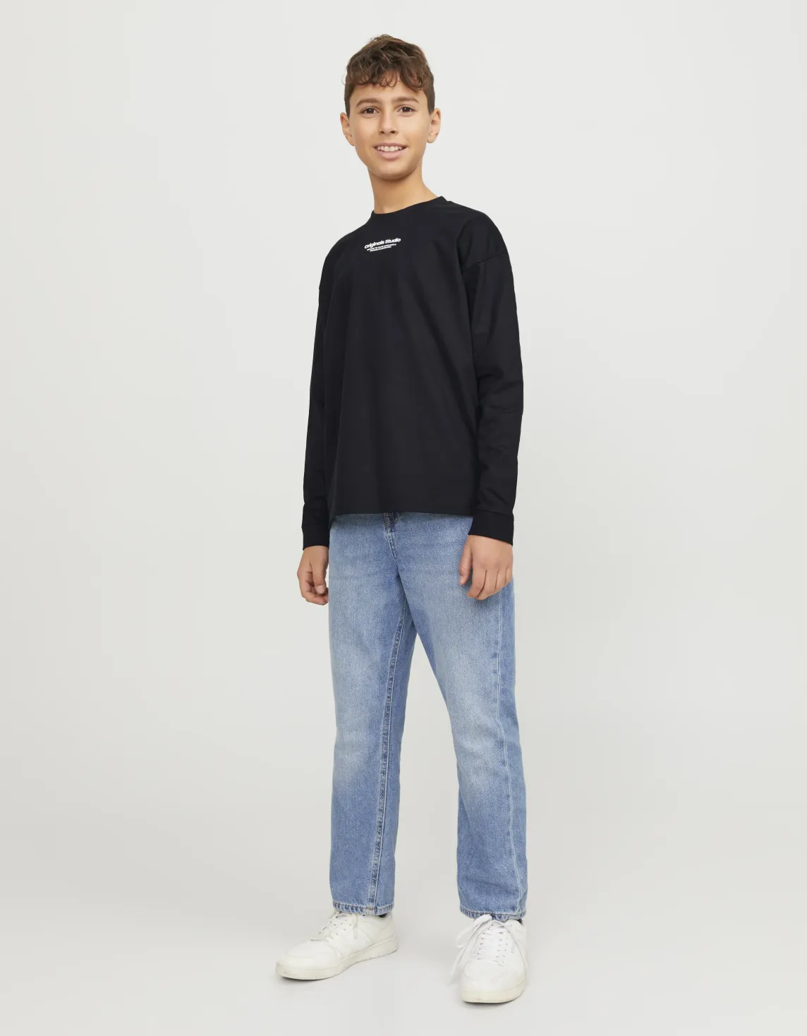 Çocuk Uzun Kollu Baskılı Tişört - Vesterbro Siyah